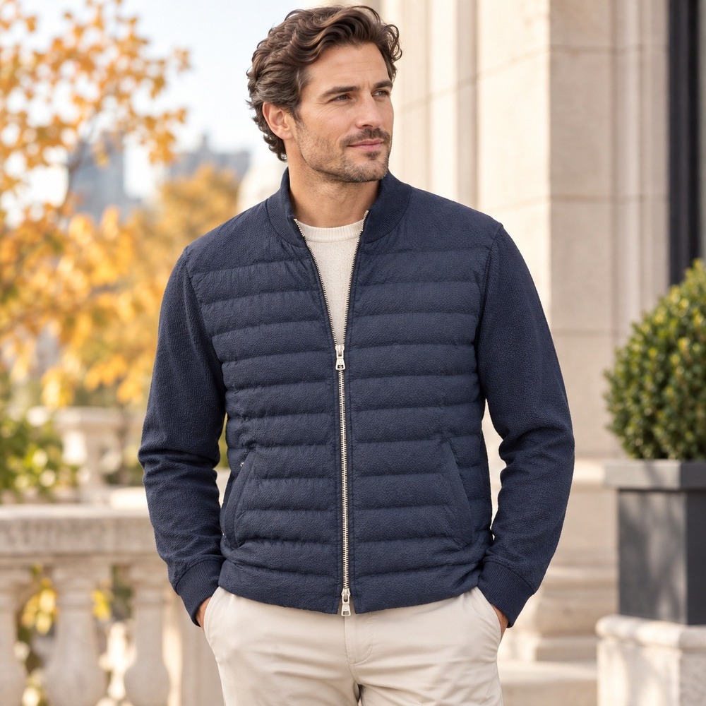 Peter Millar Crown Crafted Smith Hybrid Seersucker Jacket Navy Mens XL